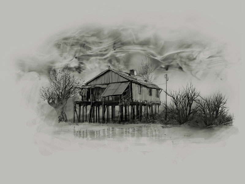 Иллюстрация к роману Алексея Калугина «Дом на болоте (работа Александра Руденко)»